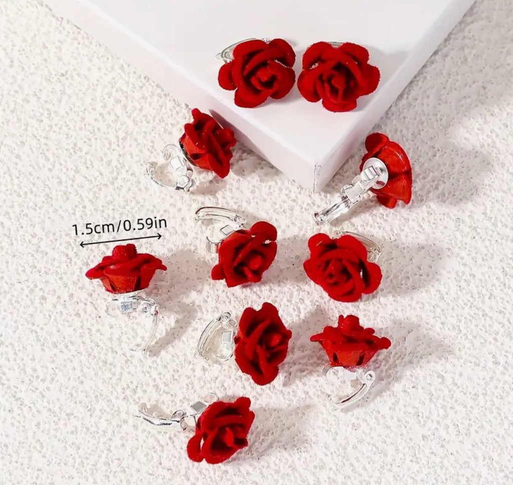 10pcs Velvet Rose Hairpins