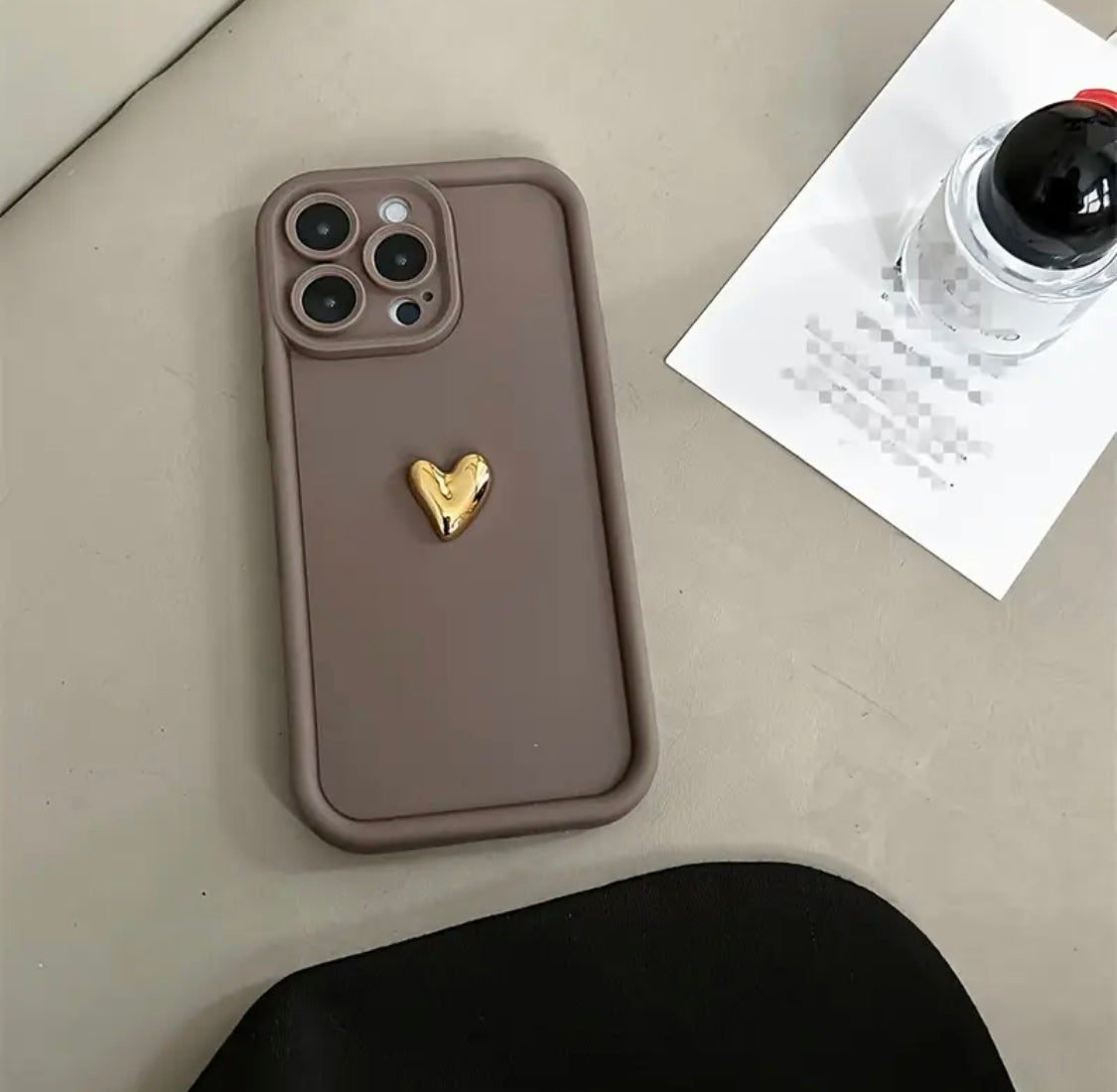 3D Golden Heart Matte Phone Case