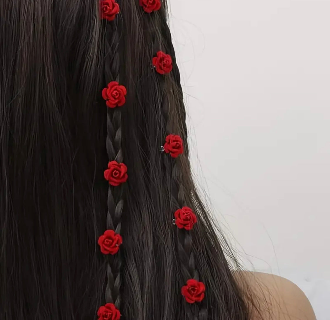 10pcs Velvet Rose Hairpins