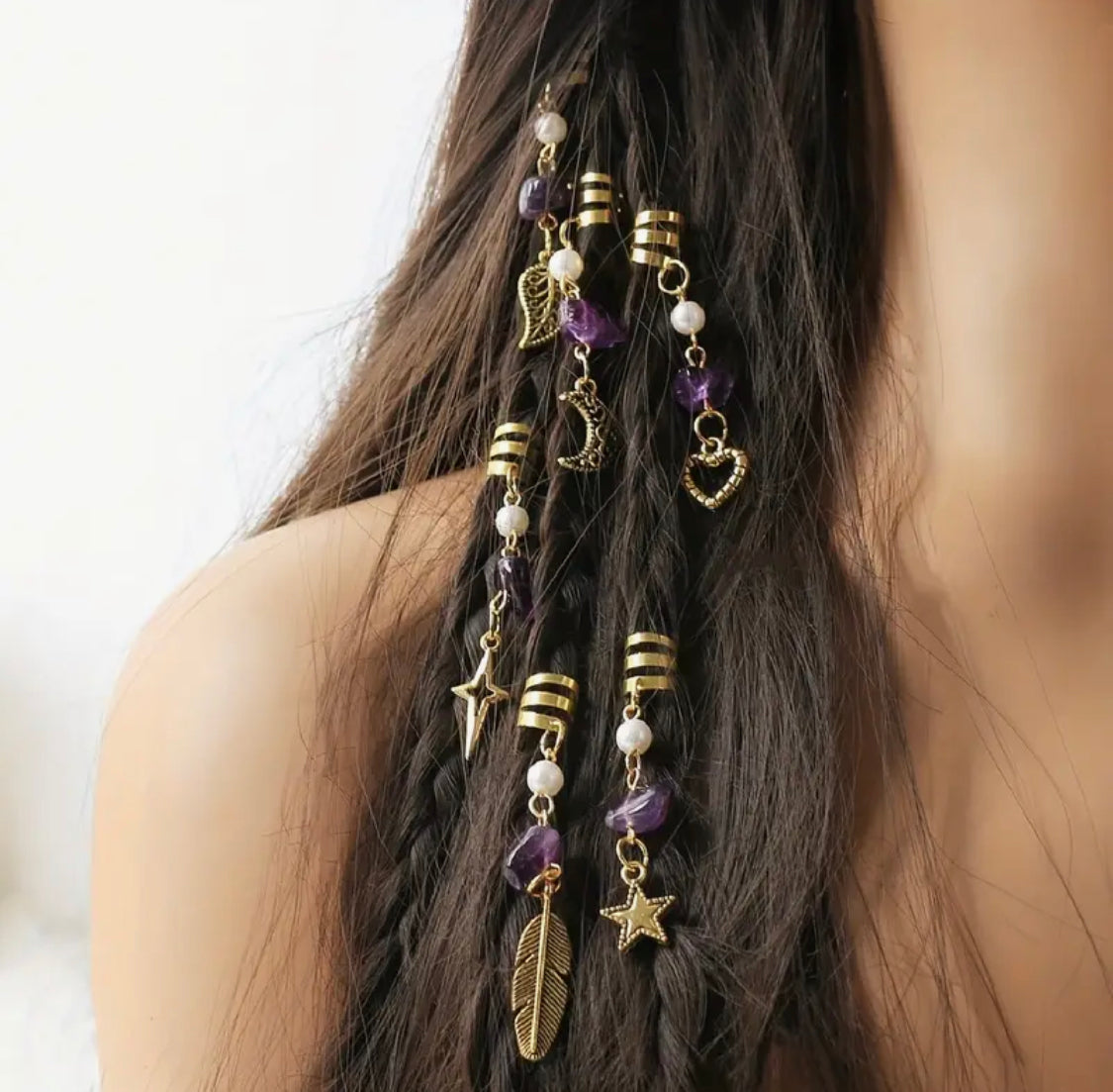 36pcs Amethyst Golden Braid Rings