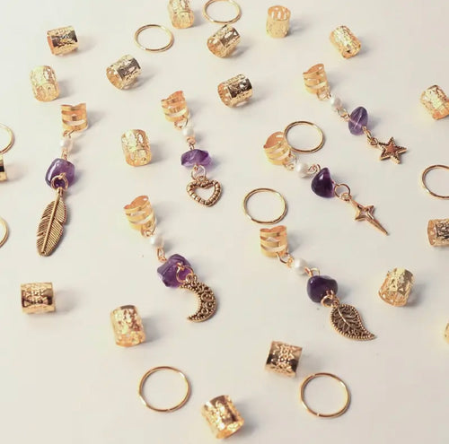 36pcs Amethyst Golden Braid Rings