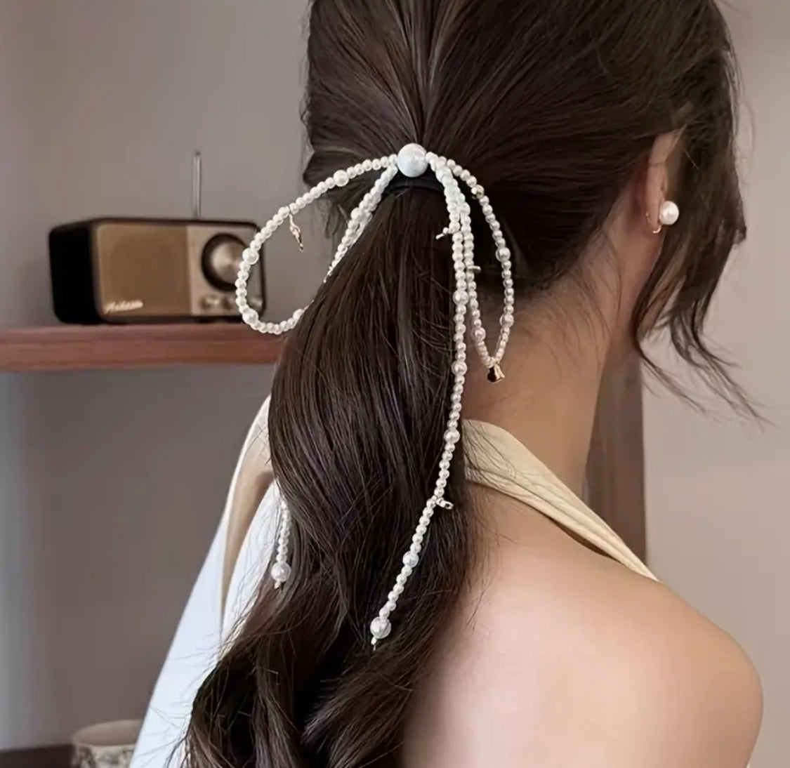 French Beaded Bow Hairclip