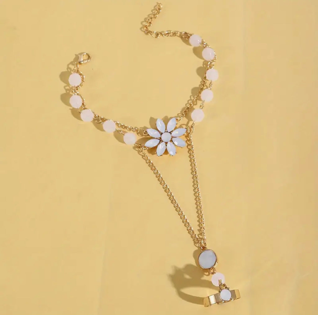 Midnight Bloom Crystal Hand Harness Bracelet