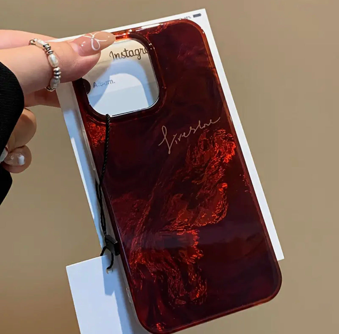 Premium Wine Red Vortex Phone Case – Laser Wrinkled Design