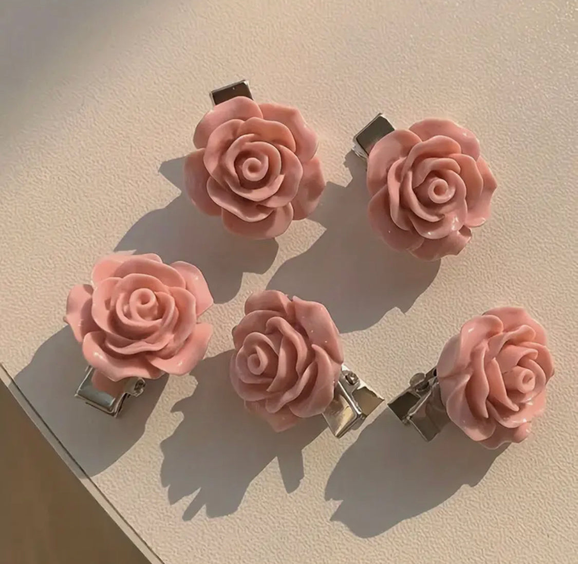 10pcs Pink Rose Hairpins