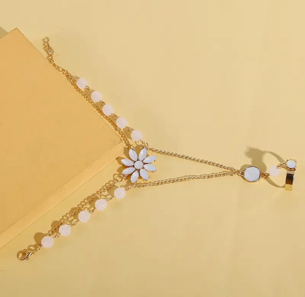 Midnight Bloom Crystal Hand Harness Bracelet