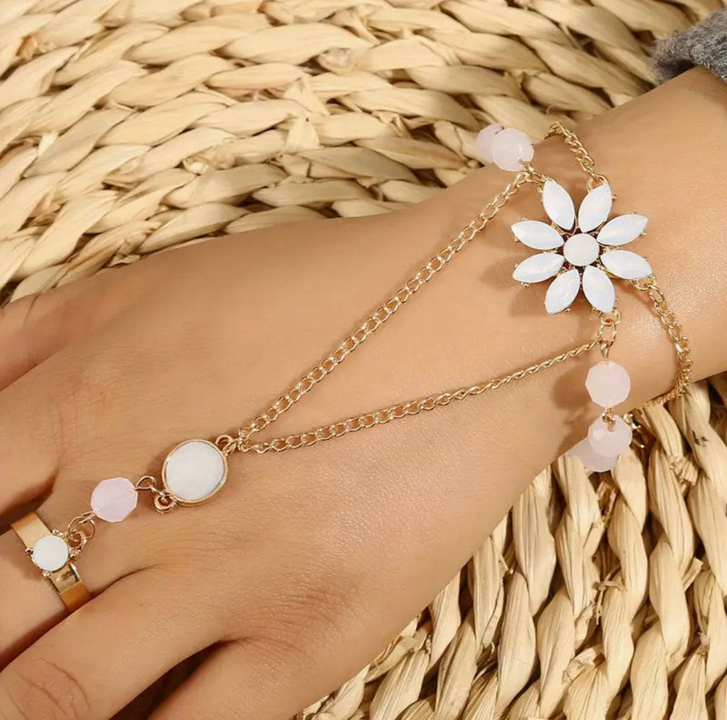 Midnight Bloom Crystal Hand Harness Bracelet