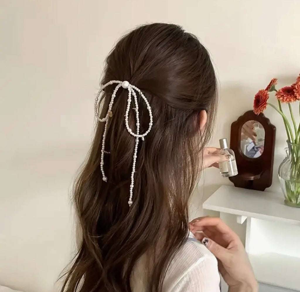 French Beaded Bow Hairclip