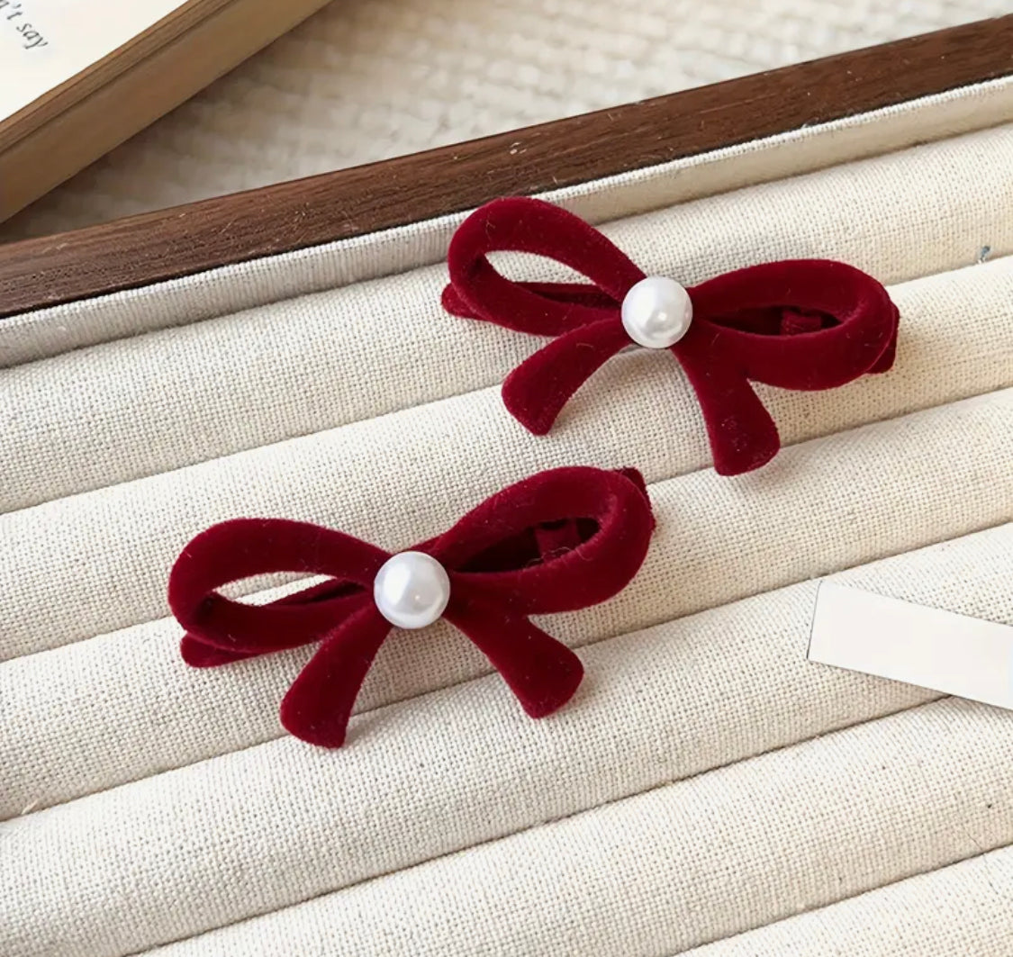 Red Bow Hair Clip
