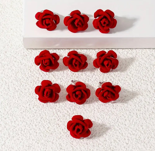 10pcs Velvet Rose Hairpins