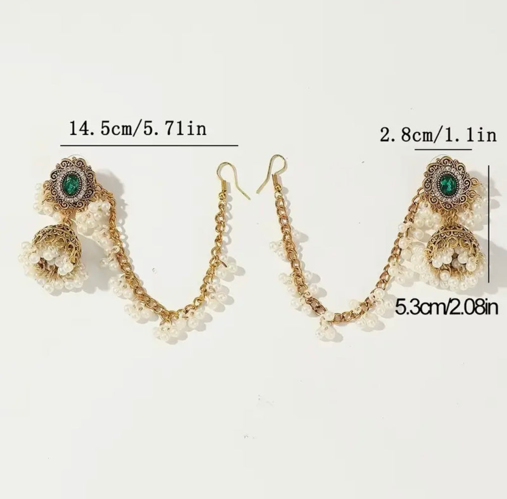 Noor Royale Pearl& Crystal Jhumkas