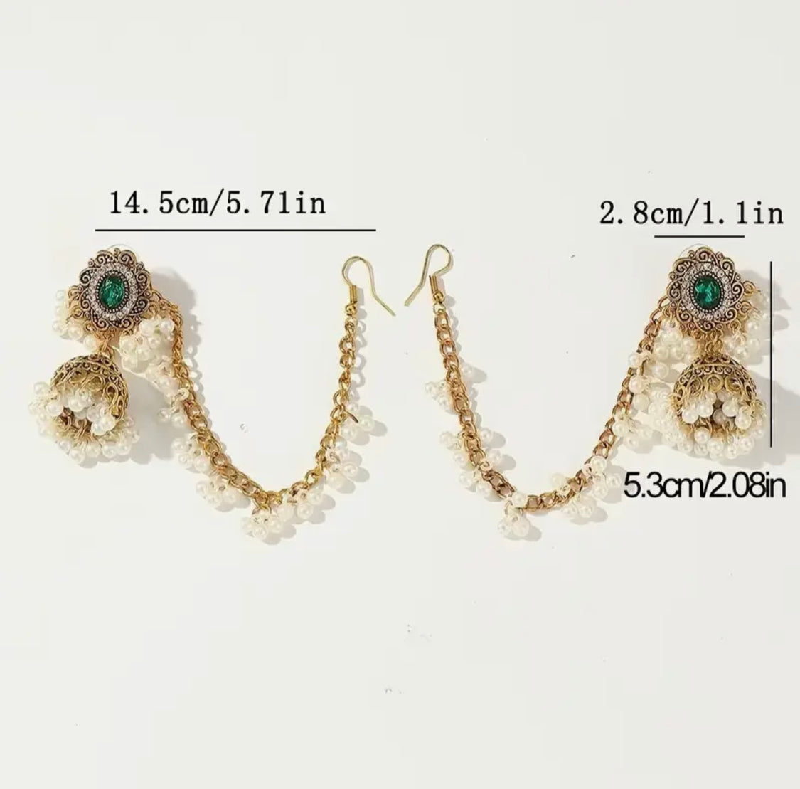 Noor Royale Pearl& Crystal Jhumkas