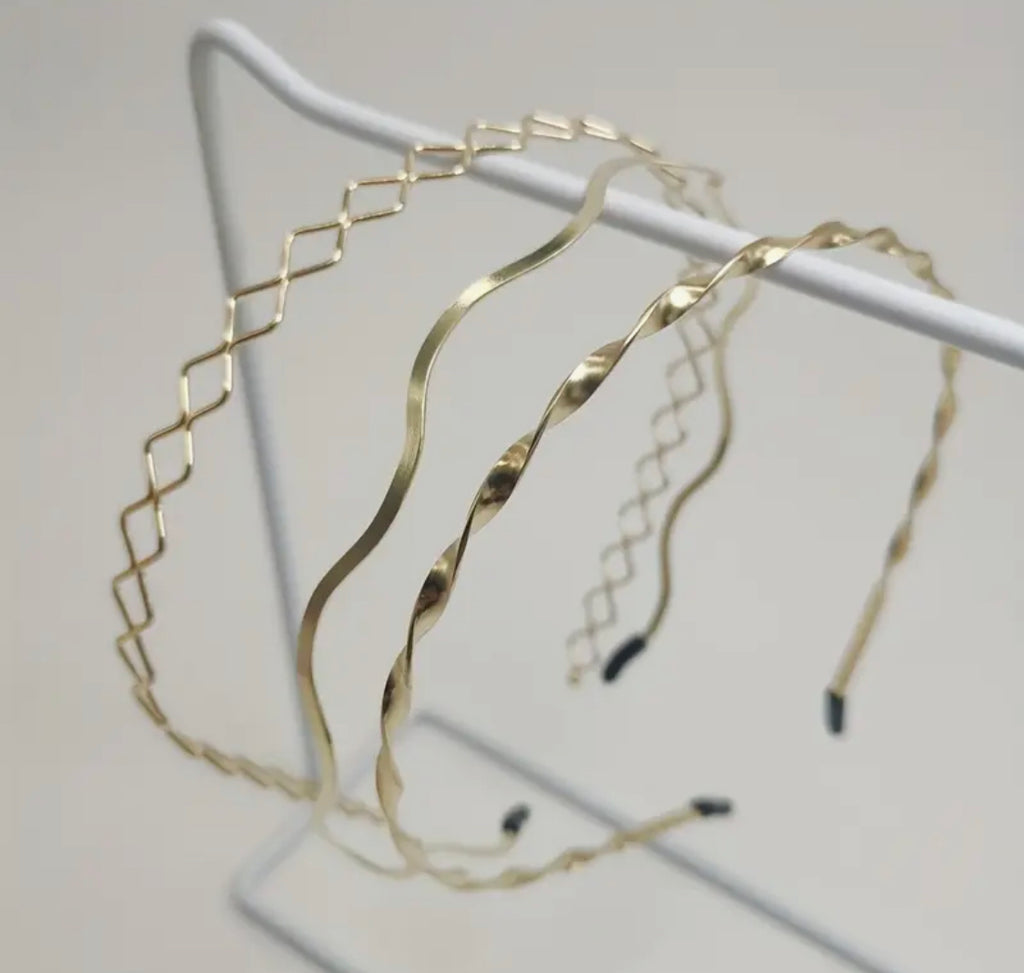 3pcs golden twist headbands