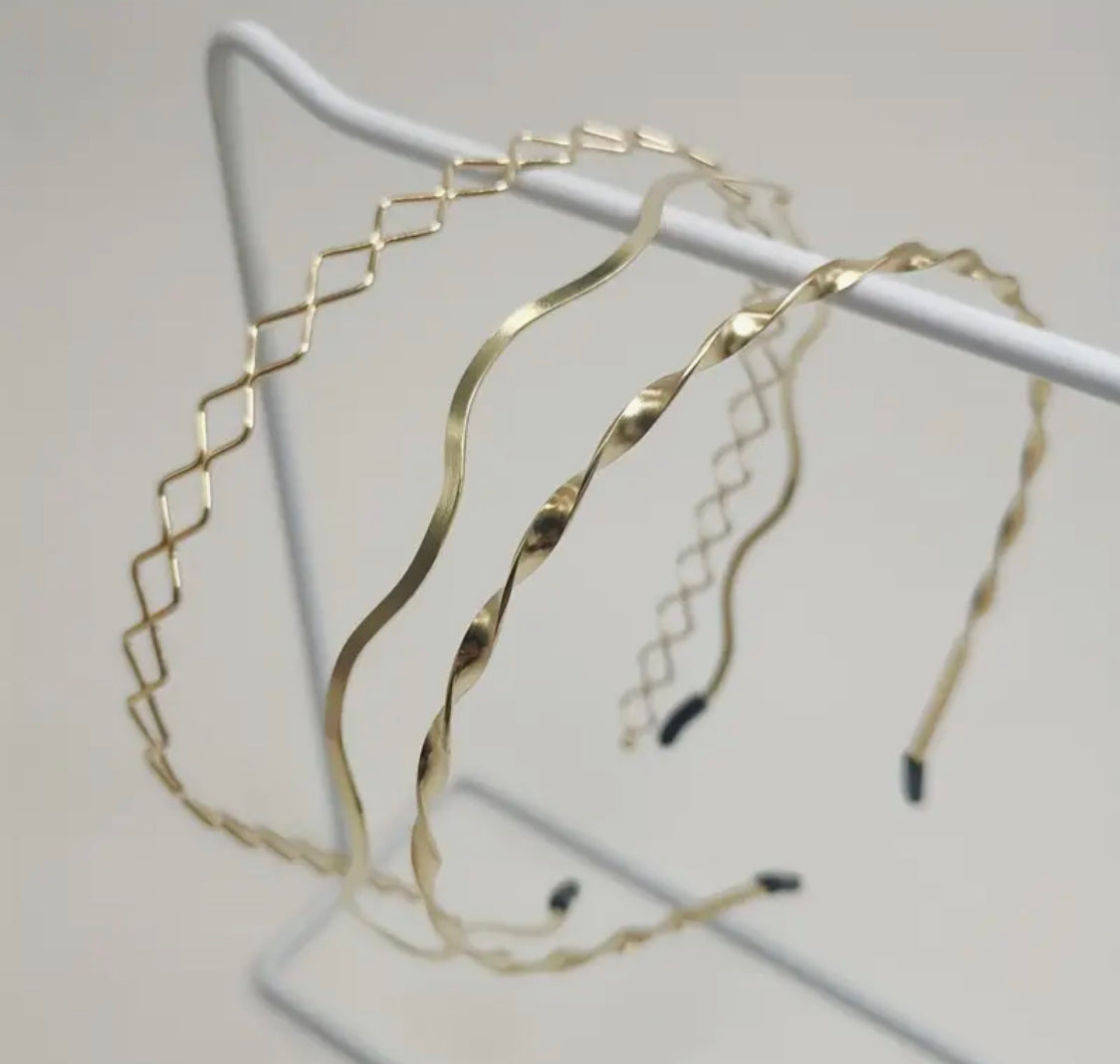 3pcs golden twist headbands
