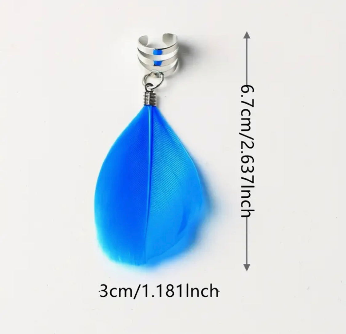 6pcs Blue Feather Braid Rings
