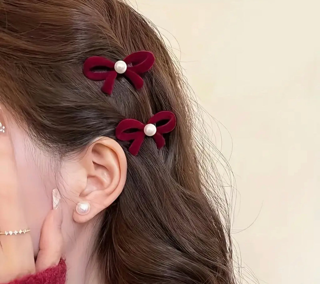 Red Bow Hair Clip