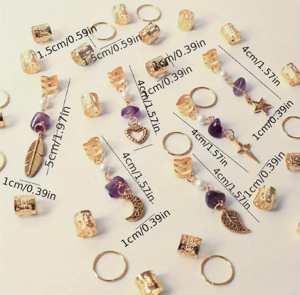 36pcs Amethyst Golden Braid Rings