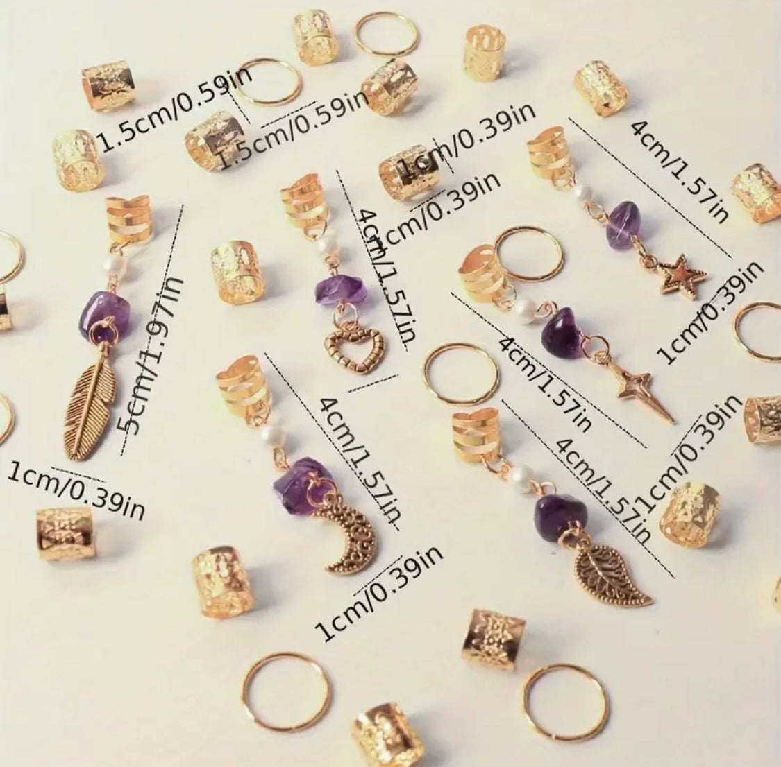 36pcs Amethyst Golden Braid Rings