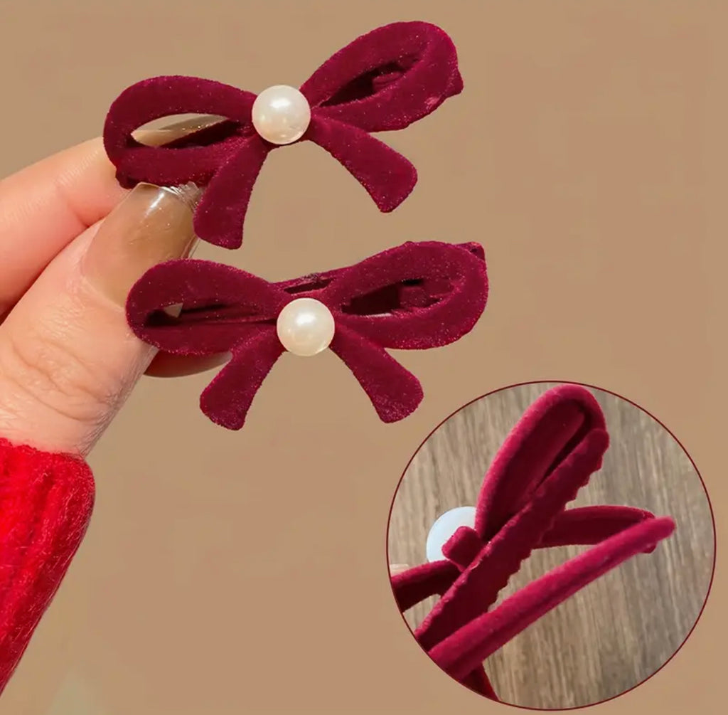 Red Bow Hair Clip