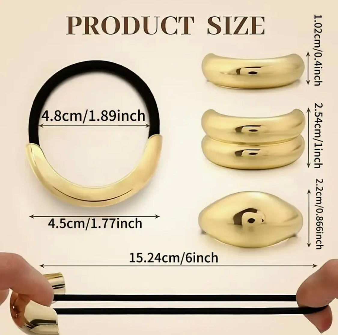 3pcs metal hair ties