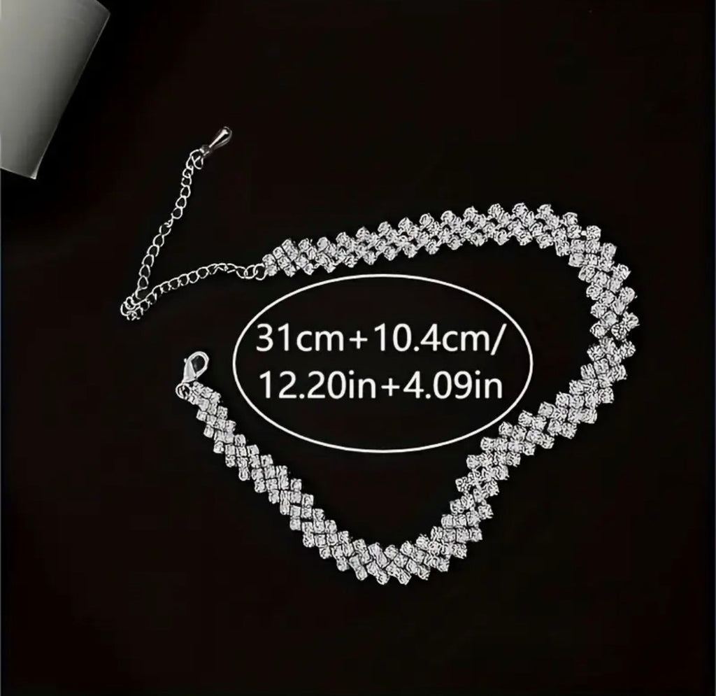 Crystal Leaf Choker Necklace