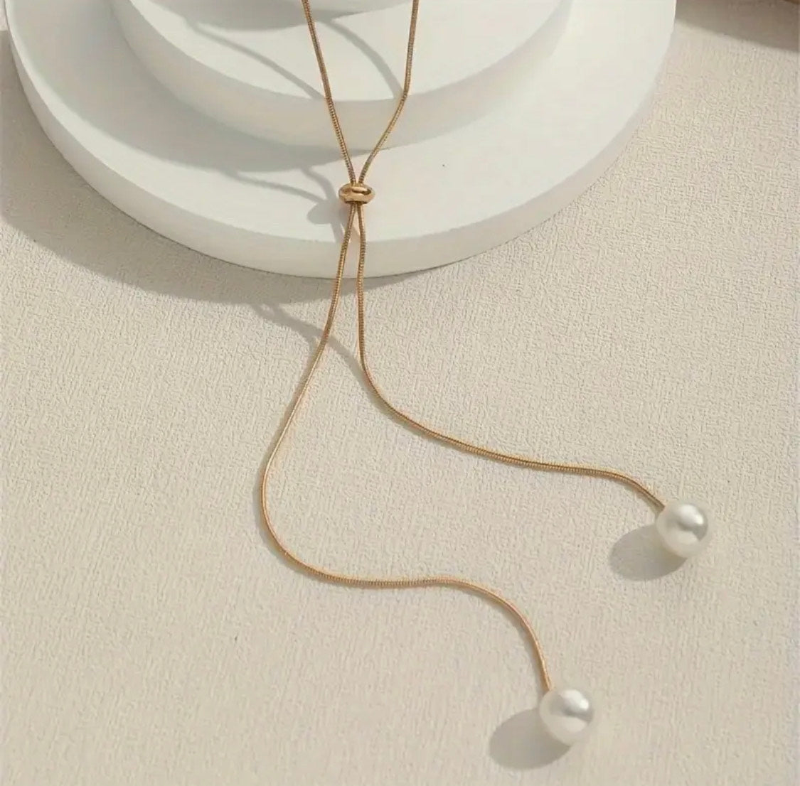 Golden Pearl Slider Necklace