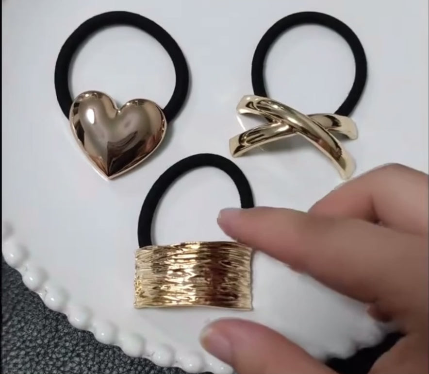 3pcs Golden Hair Ties