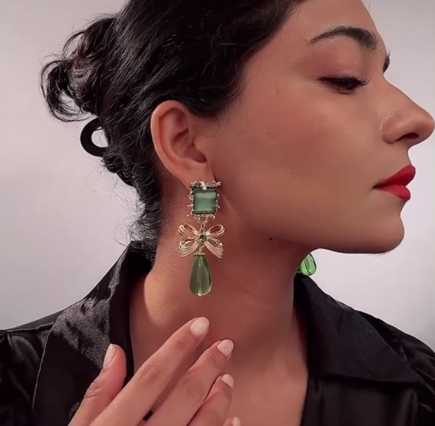 Bow-drop Statement Earrings
