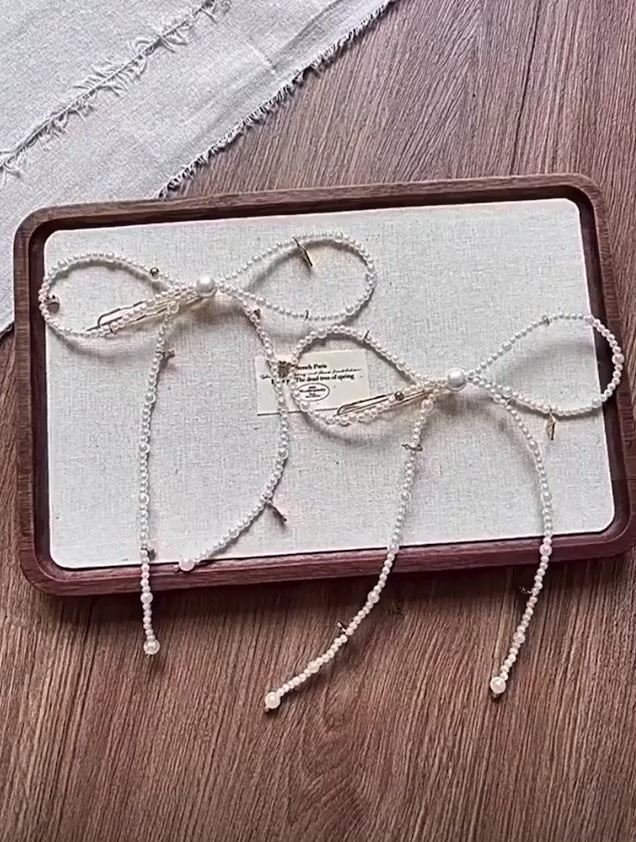 French Beaded Bow Hairclip